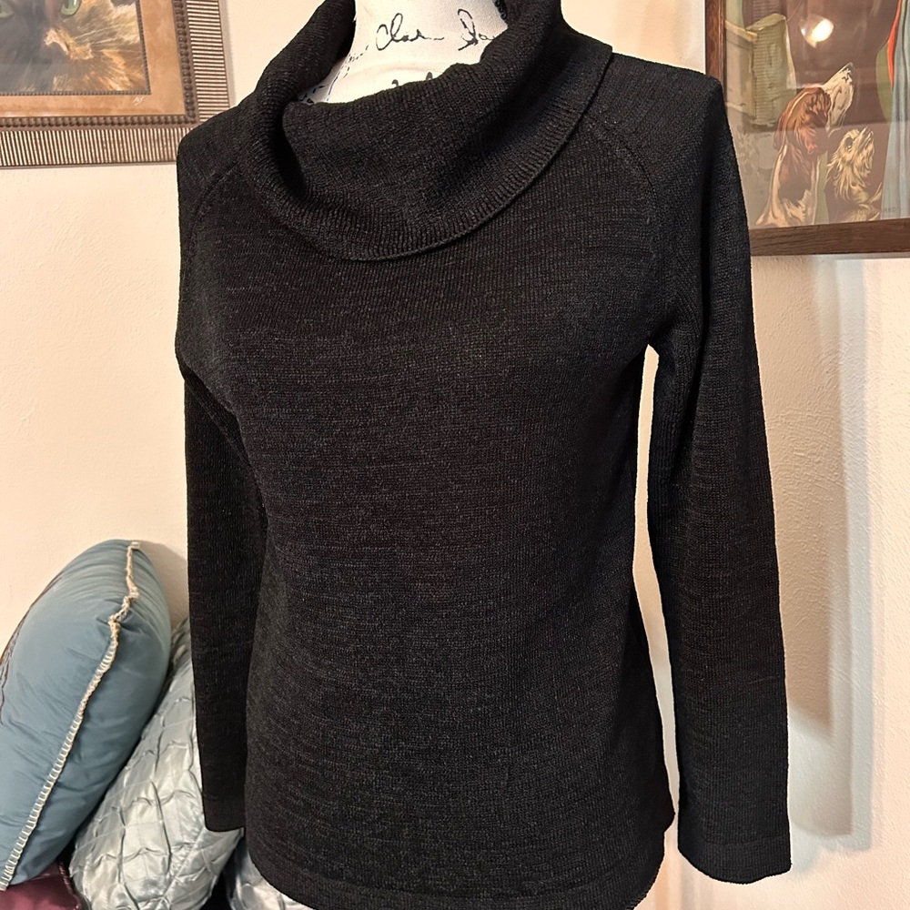 Like New Classic Josephine Chaus Women's Black Cowl Neck Sweater